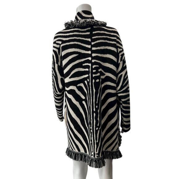 $2930 Alanui Charcoal Brown Ivory Fringe Tassel Cardigan Wool Sweater size Small - Picture 5 of 9